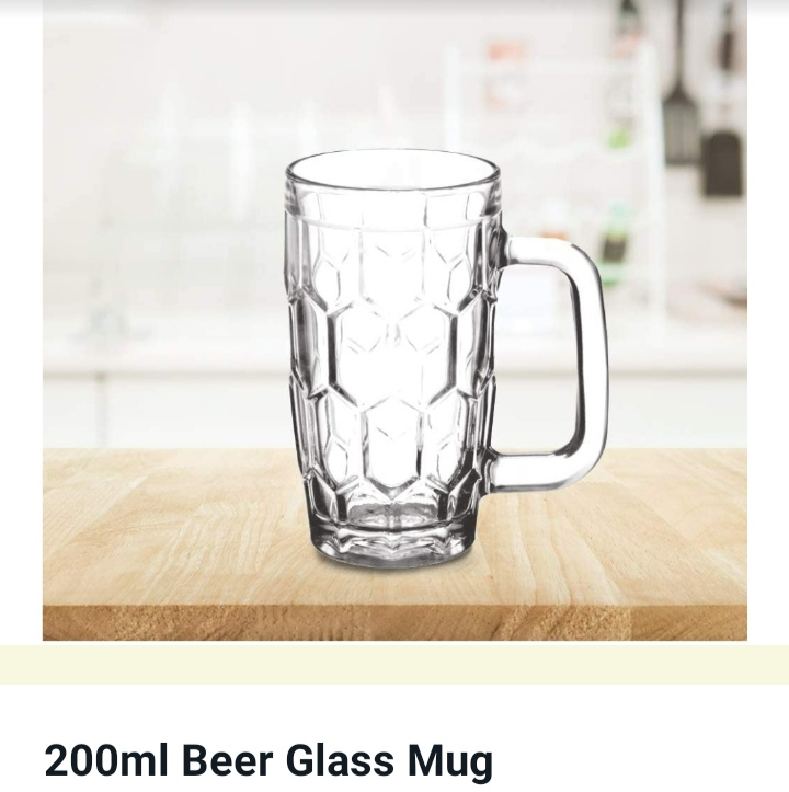 Modern Round Beer mug Glass 200 ml, for Drinkware, Capacity : 200ml