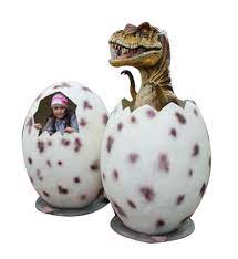 Multicolor Fiberglass Dinosaur Egg Statue Set