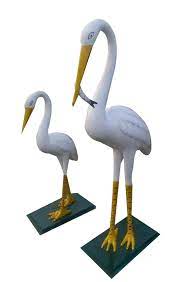 White Yellow Fiberglass Heron Statue Set, Size : 6feet, 4feet