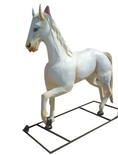 White Fiberglass Standing Horse Statue