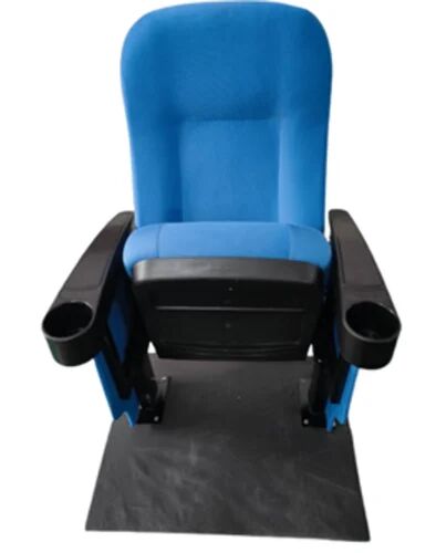 Blue Plain Aluminium Push Back Auditorium Chair, Shape : Square