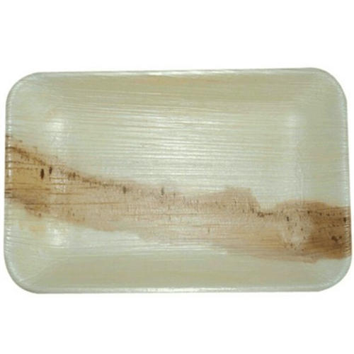 Light Brown Rectangular 6 Inch Rectangle Areca Leaf Plate, for Serving Food, Packaging Type : Plastic Packet