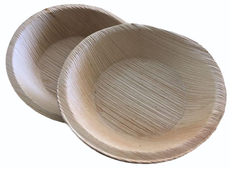 Light Brown 6 Inch Round Areca Leaf Plate, for Serving Food, Packaging Type : Plastic Packet