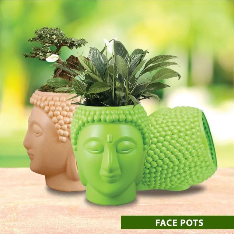 Plastic Bioantilia Buddha Face Pot, for Planting, Feature : Attractive Pattern, Hard Structure, Long Life