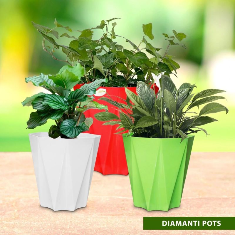 Square Diamanti Plastic Pot, for Planting, Feature : Attractive Pattern, Hard Structure, Long Life