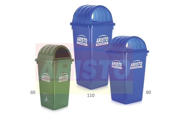 Blue Aristo Waste Bin With Dome Lid, Shape : Square
