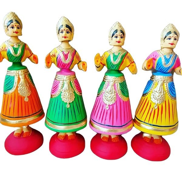 Mulicolor Painted Wooden Kondapalli Dancing Doll, for Decoration, Gift, Packaging Type : Box