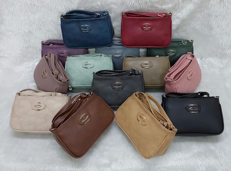 Plain Multicolor Leather Side Bags, Closure Type : Zipper