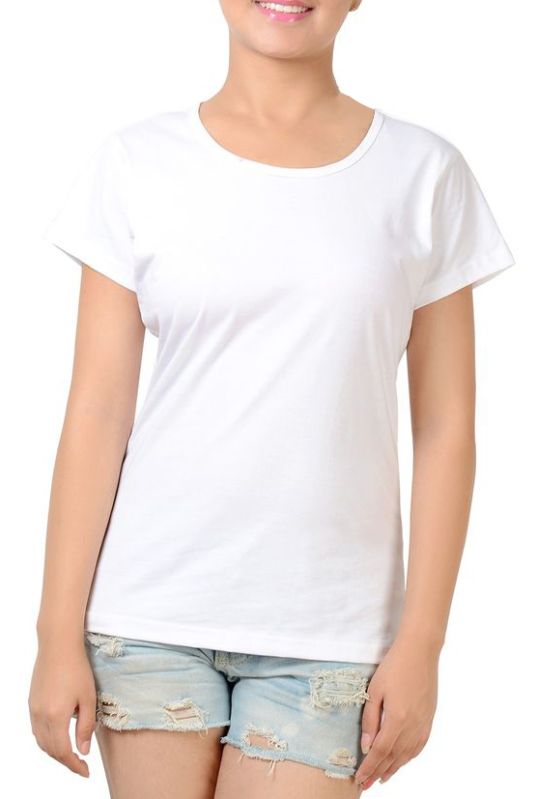 White Ladies Plain Half Sleeve T Shirt, Size : Multisize