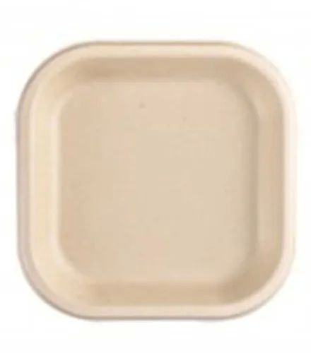 4 Inch Sugarcane Bagasse Square Plate, for Birthday Parties, Weddings, Camping, Bbq, Picnic, Home Use