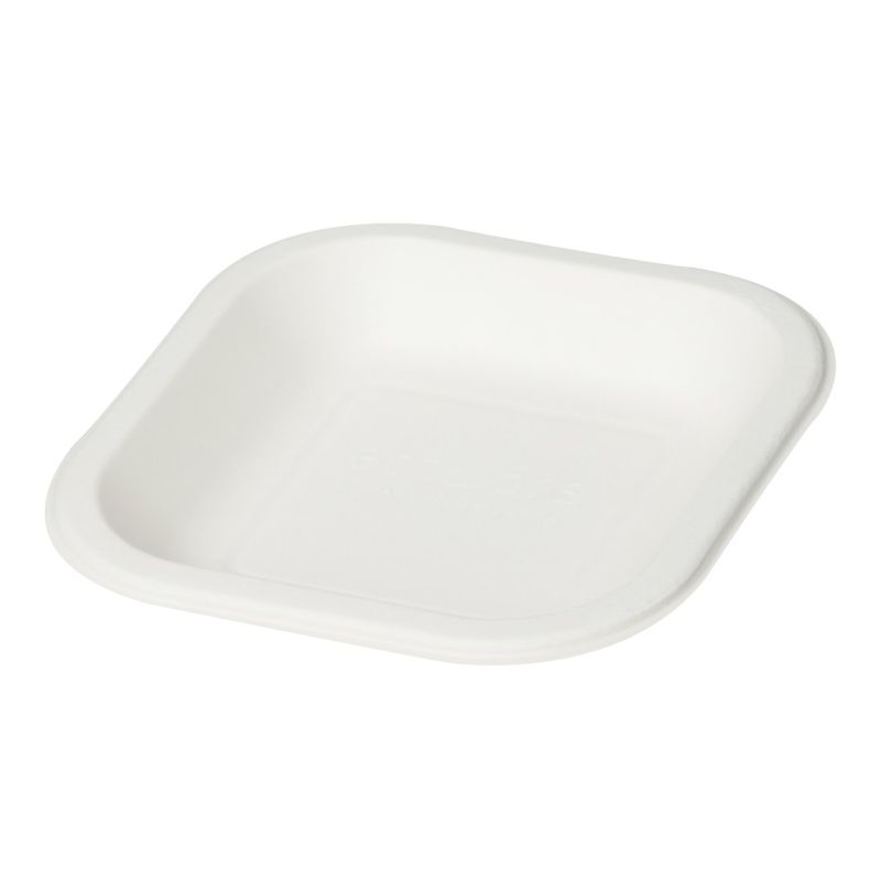 6 Inch Sugarcane Bagasse Square Plate, for Birthday Parties, Weddings, Camping, Bbq, Picnic, Home Use