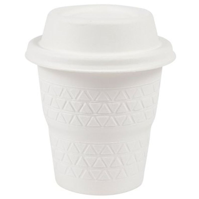 White 90ml Sugarcane Bagasse Cup with Lid, for Cold Drinks, Coffee, Shape : Round