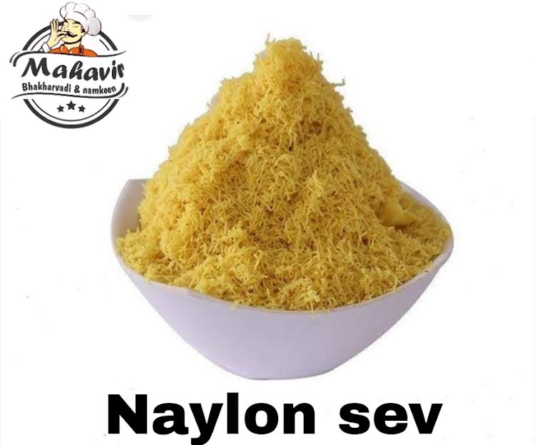 Yellow Mahavir Salted Nylon Sev Namkeen, for Home, Main Ingredient : Besan Flour