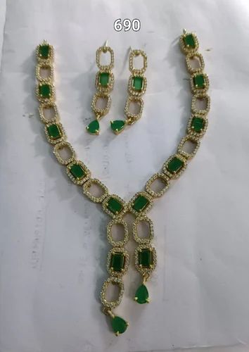 Golden & Green Artificial Necklace Set, Occasion : Party Wear
