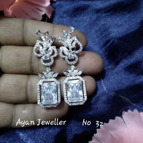 Brass modern american diamond earrings, Style : Antique