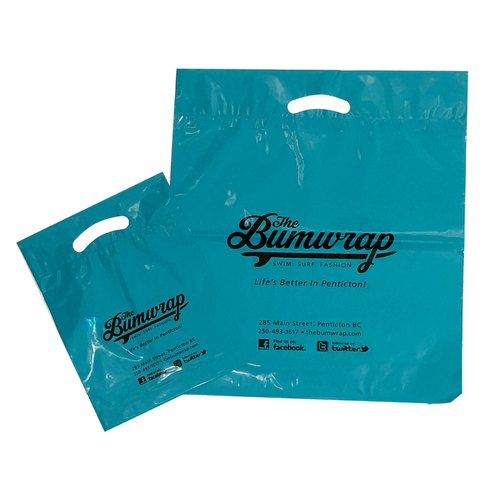 Teal Blue Printed Plastic Bag, for Shopping, Handle Type : Loop Handle