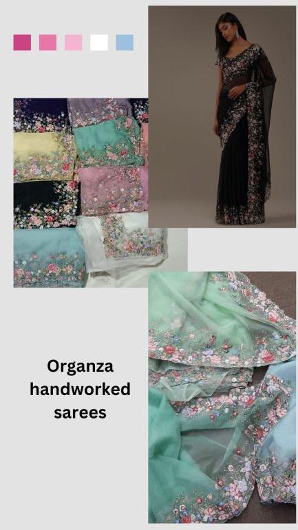 Unstitched organza silk sarees, Speciality : Dry Cleaning