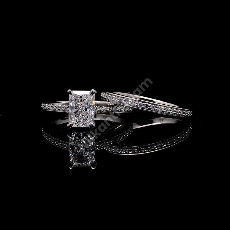 Diamond Wedding Ring & Band, Packaging Type : Velvet Box