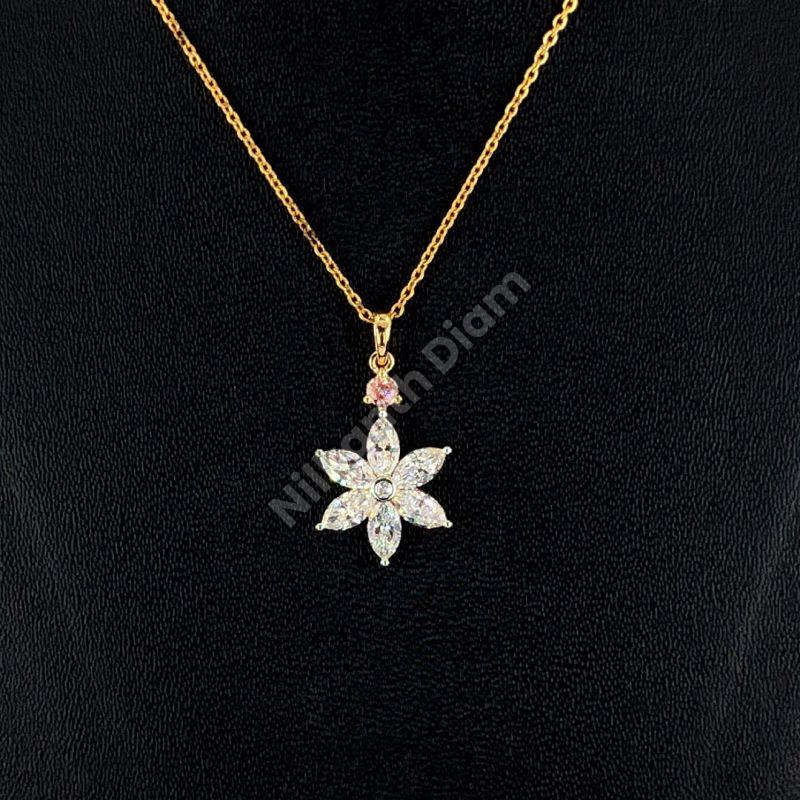 Flower Shape Diamond Pendant