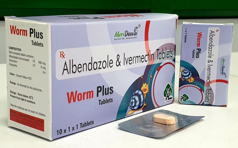 Wormplus Albendazole 400 Mg Tablets, for Clinical, Hospital, Grade : Medicine Grade