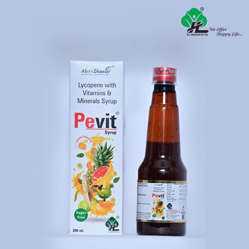 PEVIT lycopene multivitamin multimineral syrup, Packaging Type : Plastic Bottle