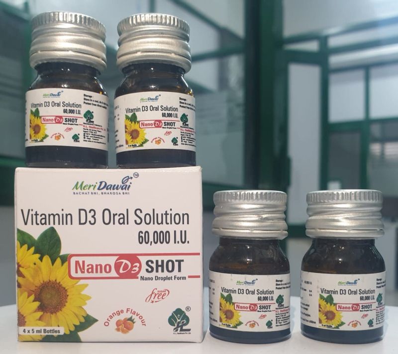 NANO-D3-SHOT Vitamin D3 Oral Solution, Packaging Type : Glass Bottle