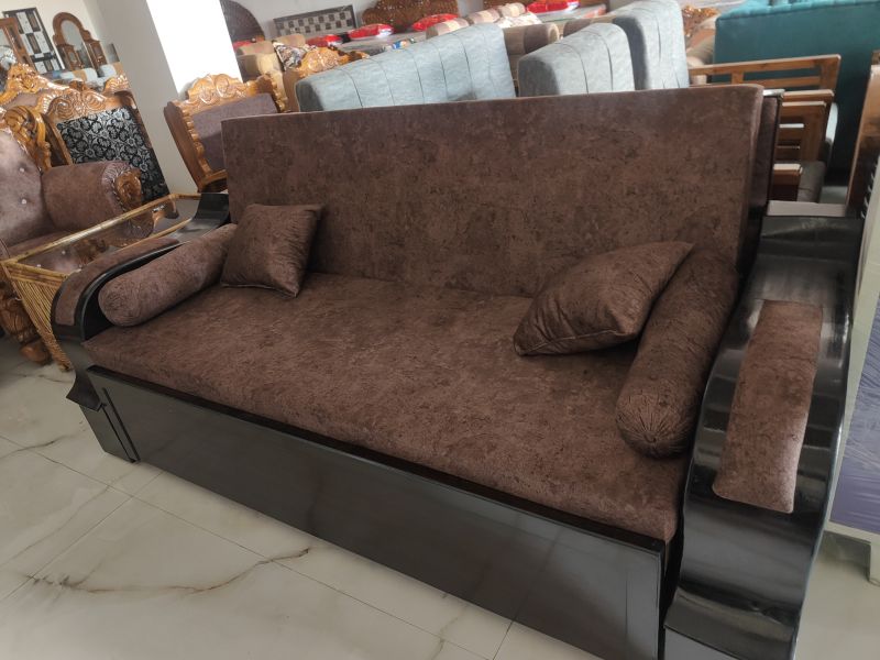 Brown Square Polished Wooden Sofa Cum Bed, Size : Multisize