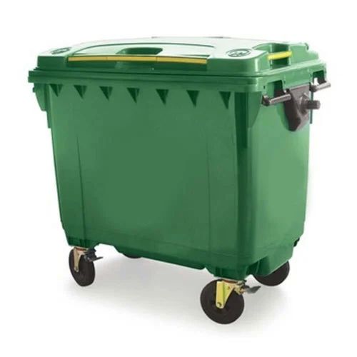 Green Wheeled 1100 L PVC Dustbin, for Commercial, Shape : Rectangular