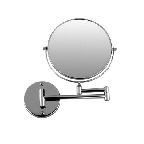 Silver Round Magnifying Mirror, for Bathroom, Household, Frame Material : Metal