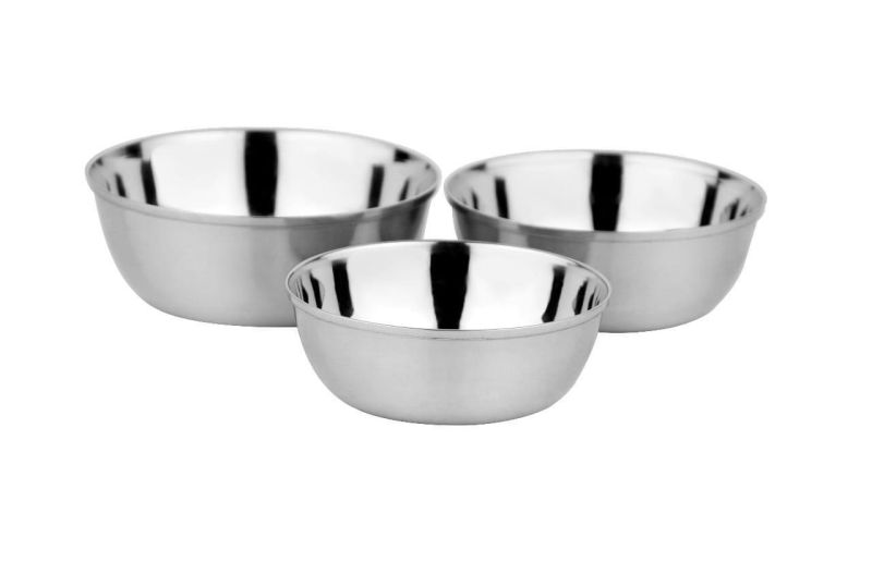 Silver Round Stainless Steel Mukta Vati Bowl, for Hotel, Home, Restaurant, Bowl Size : Multisizes
