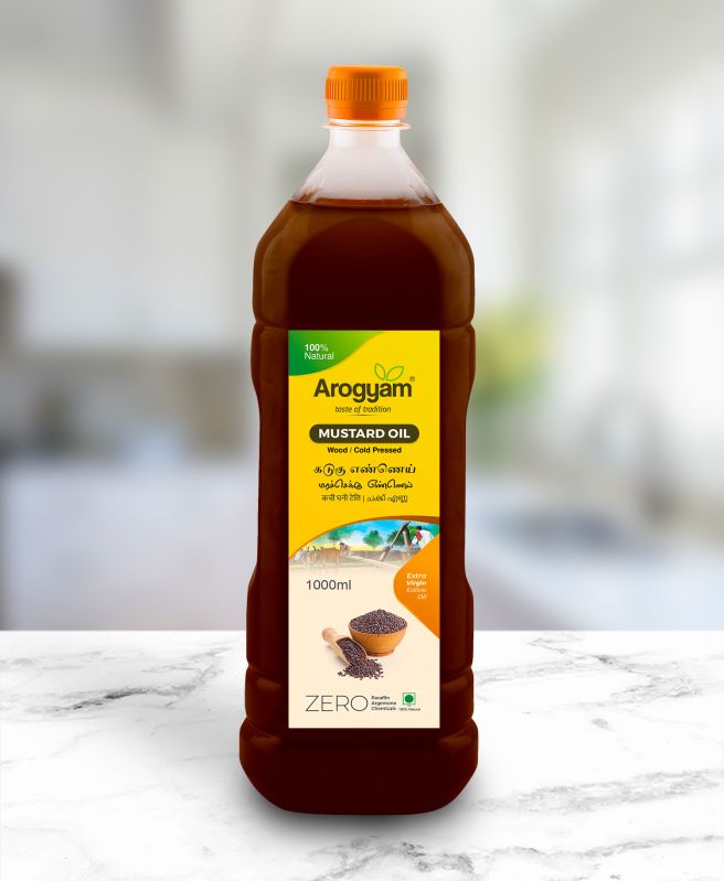 Brown Arogyam Kachi Ghani Mustard Oil, Packaging Type : Bottle