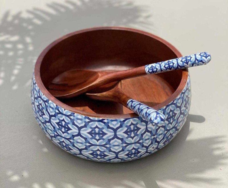 A.S INTERNATIONAL Printed Wood enamel bowl set, Shape : Round
