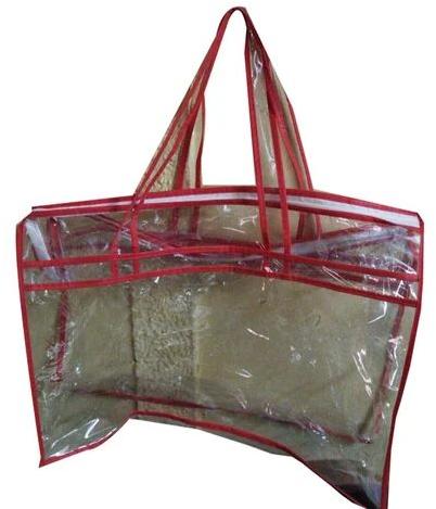 Transparent Plain PVC Saree Cover Bag, for Packaging, Style : Duffel