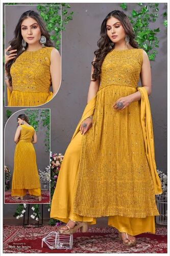 Ladies Nyra Cut Suit, Color : Yellow