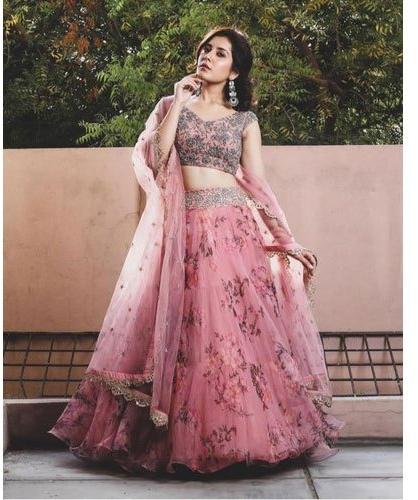 Pink Ladies Party Wear Lehenga Choli, Feature : Easy Washable, Dry Cleaning, Breathable