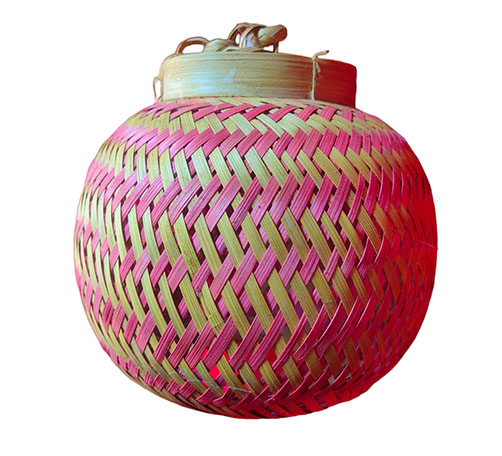 Novokart Plain Bamboo red lampshade, Style : Antique