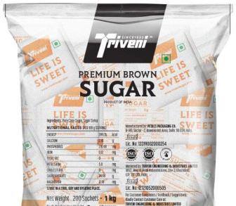 Triveni Premium White Crystal Sugar Sachets, for Hotel, Taste : Sweet