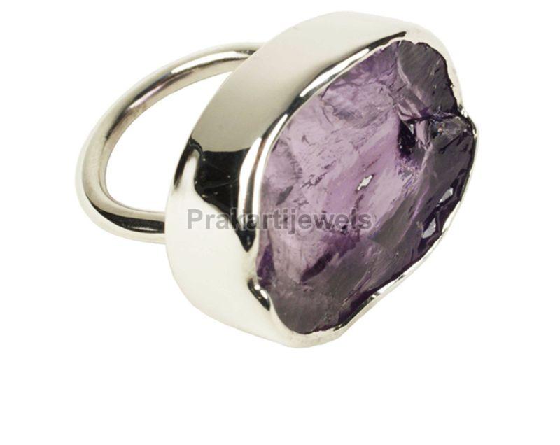 Silver Polished Ladies Amethyst Ring, Occasion : Daily Wear