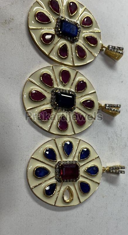 Polished Brass Ladies Stylish Enamel Pendant, Size : Multisizes
