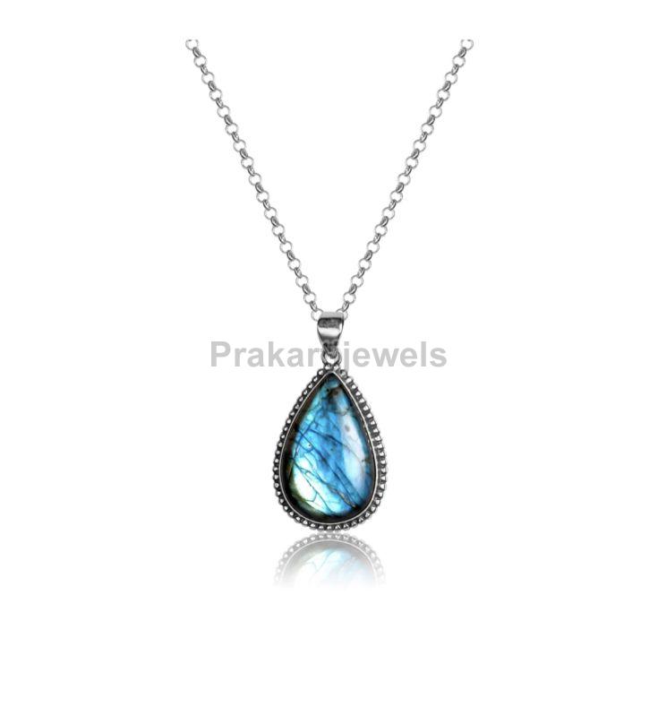 Plain Polished Silver Ladies Labradorite Pendant, Size : Multisizes