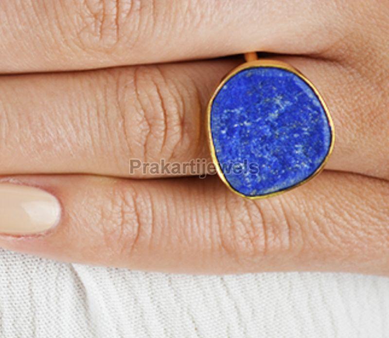 Golden Brass Ladies Lapis Lazuli Ring