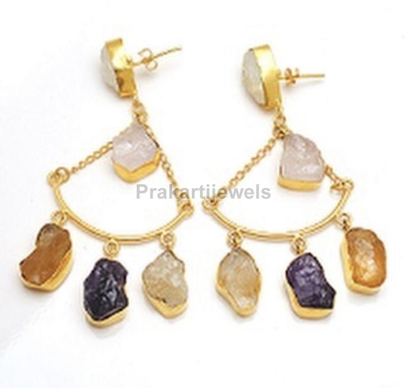 Ladies Rough Gem Stones Earring, Style : Antique