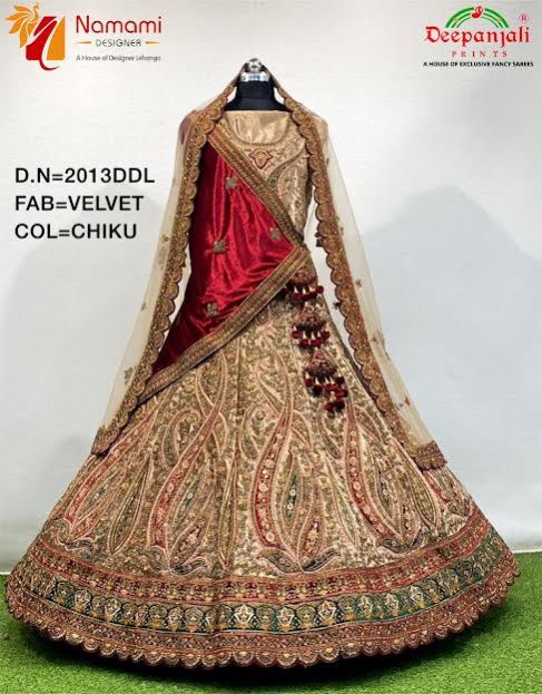 Chiku Velvet Bridal Lehenga Choli