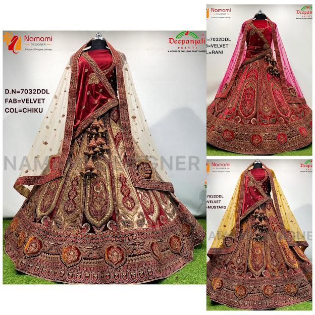 Chiku Velvet Bridal Lehenga Choli