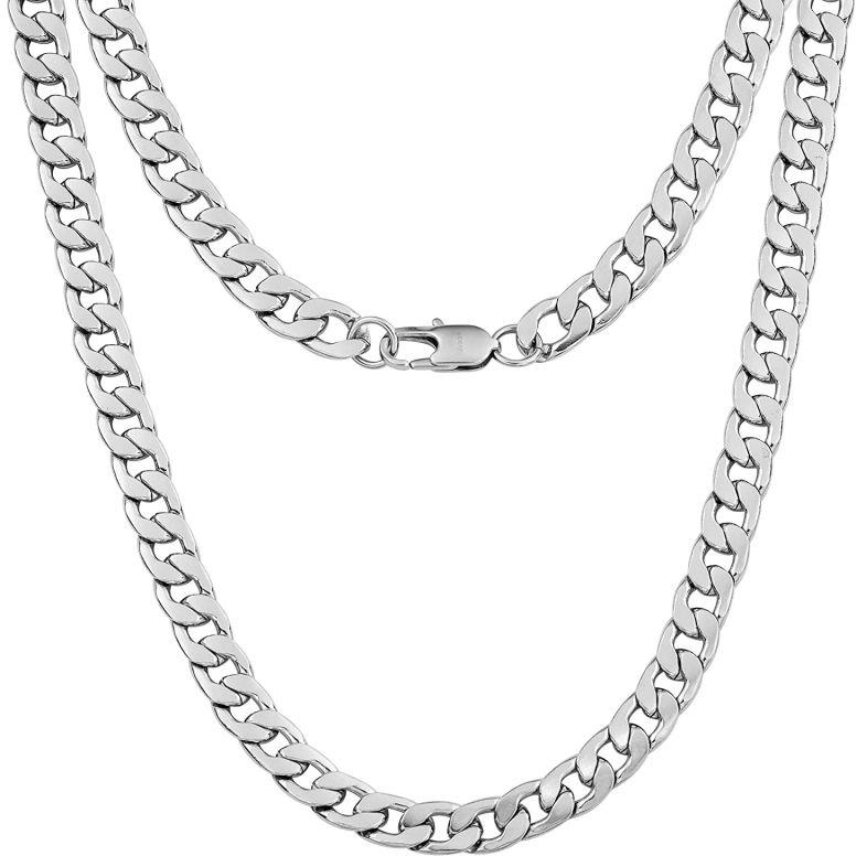 Polished Mens Silver Cuban Chain, Packaging Type : Plastic Box