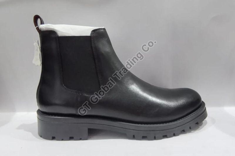 Plain Leather Fashion Black Chelsea Boot