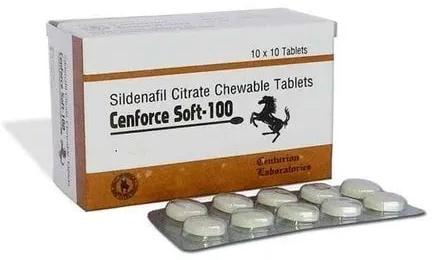 White Cenforce Soft 100 Tablets, Composition : Sildenafil Citrate