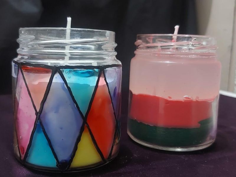 Cylindrical Wax Glass Container Aroma Candles, for Decoration, Lighting, Color : Multicolor