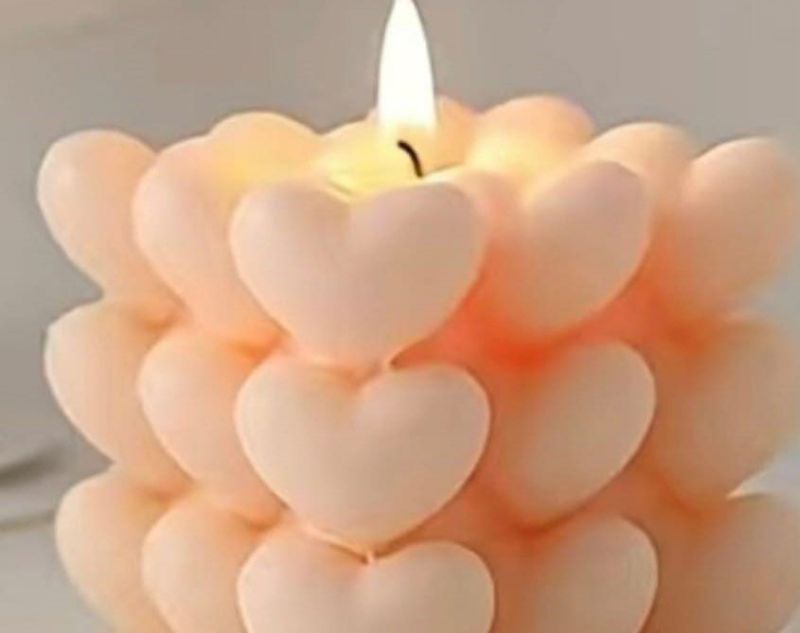 Peach Wax Heart Bubble Aroma Candles, for Decoration, Lighting, Shape : Square