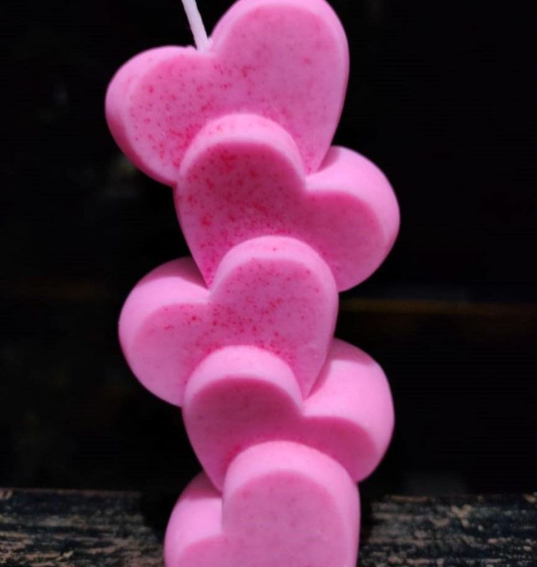 Pink Wax Heart Stack Aroma Candles, for Decoration, Lighting